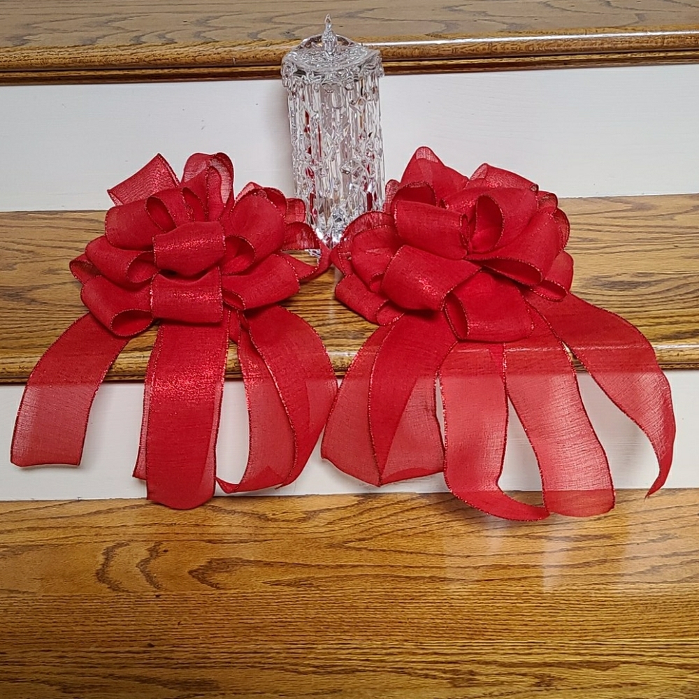 Two Red Bows. Width 2.5 in wired edge